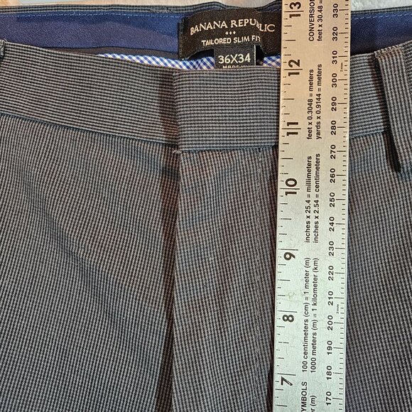 Banana Republic Tailored Slim Fit Mens Dress Pants 36x34 Gray Micro Houndstooth - Picture 8 of 15